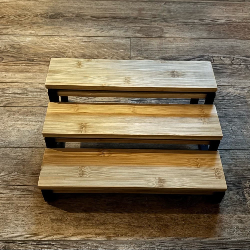 Bamboo and Black Shelf Organizer